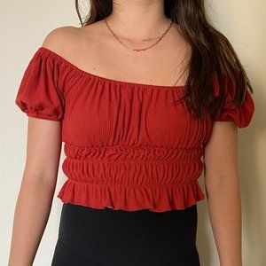 Ribbed Smocked Crop Top